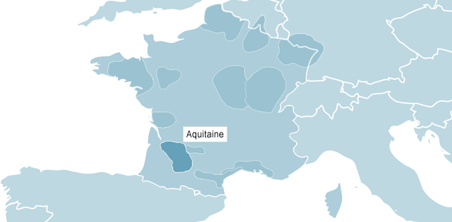 Kort over Aquitaine