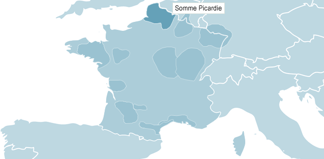 Kort over Somme Picardie